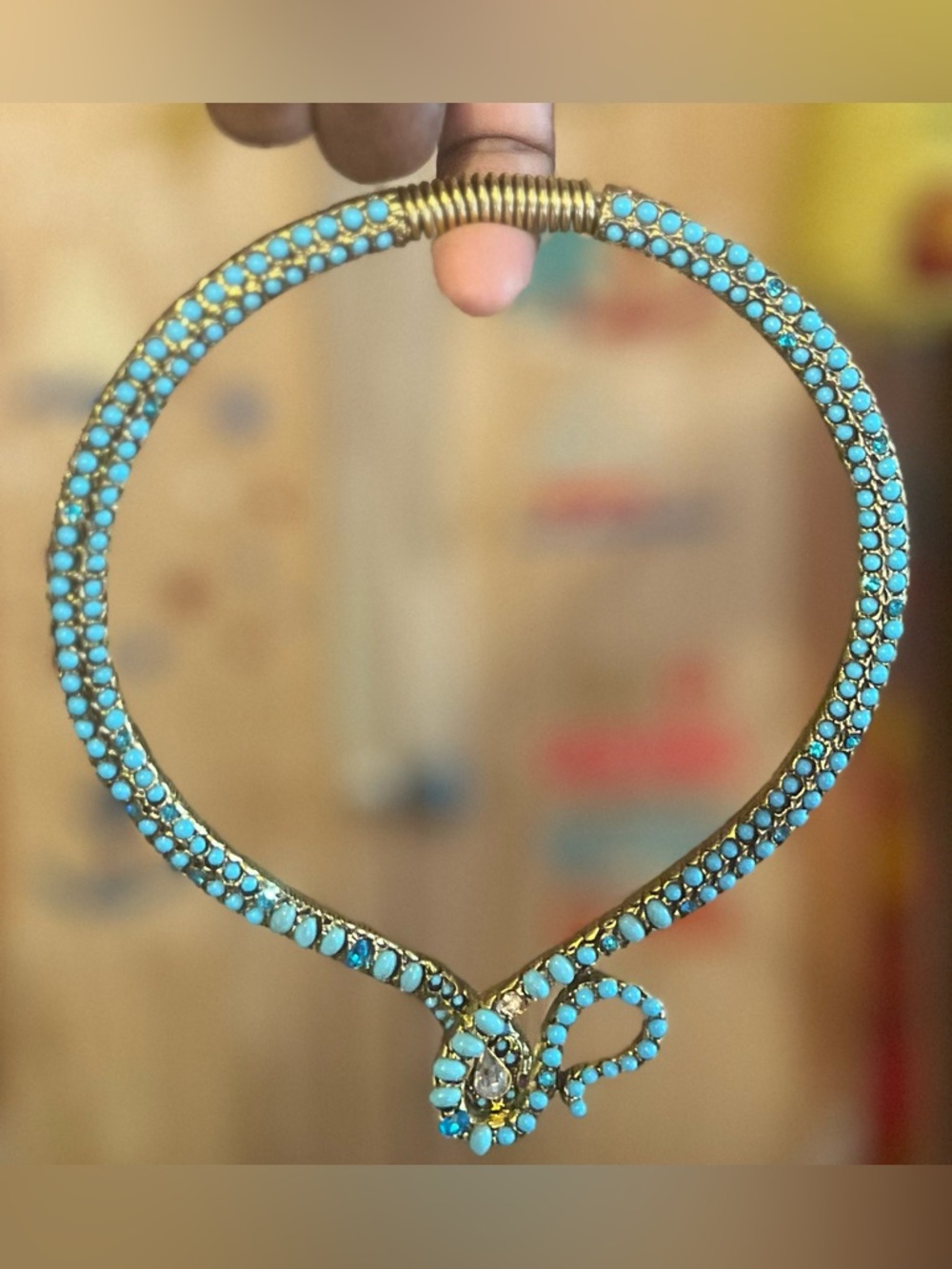 Turquoise Stone Snake 🐍 Collar Necklace